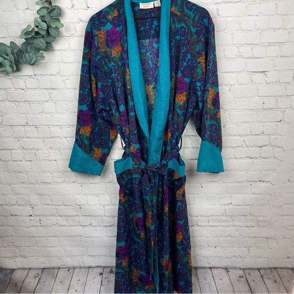 VICTORIA'S SECRET Gold Label Floral Paisley Kimono Dressing Robe size medium - Picture 1 of 6